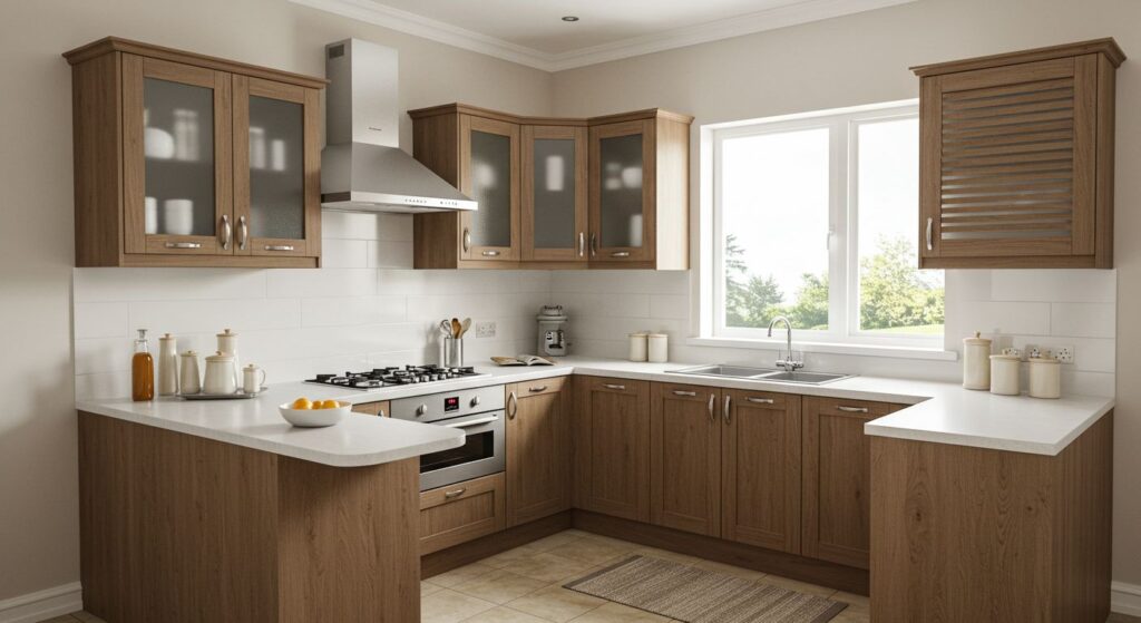 G-Shaped Laminate Finish Modular Kitchen by Kitchenlane Best Modular kitchen in Malad