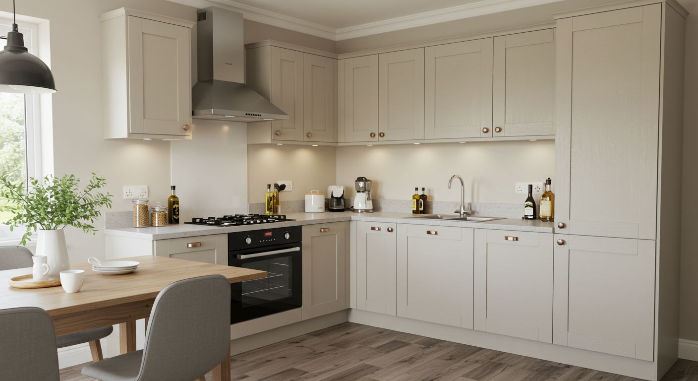 L shaped Laminate Finish modular kitchen by Kitchenlane Best Modular kitchen in Malad
